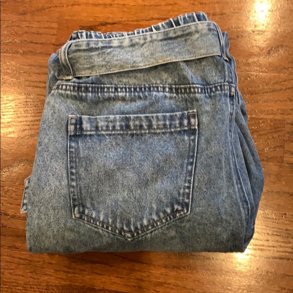 Forever 21 Tie Belt Mom Jeans Acid Wash